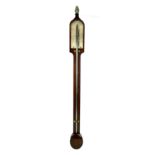 A George III mahogany stick barometer with silvered dial inscribed 'Aiano Fecit' with replaced