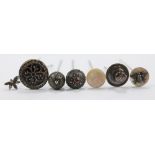 Seven various hat pins to include a tortoiseshell hallmarked silver framed example, London 1911,