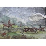 UNATTRIBUTED; watercolour, study of a steeplechase, indistinctly signed and dated 75 lower right,