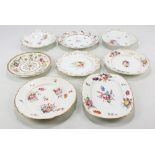 Eight Coalport floral painted cabinet plates and dishes including a small example with elaborate