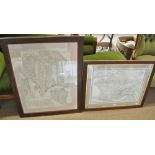 AFTER PIERRE M LAPIE; a hand coloured engraved map, 'Carte des Gaules', 41 x 56cm, framed and
