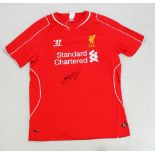 STEVEN GERRARD; a signed replica Liverpool football shirt.