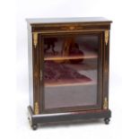 A late Victorian ebonised, inlaid and gilt metal mounted pier cabinet, width 80cm.