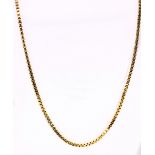 A 9ct yellow gold box link chain necklace, length 57cm, approx 19.9g.