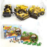 A group of Tonka model construction vehicles, all playworn and some damaged, also a group of