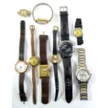 Nine various wristwatches to include a stainless steel gentleman's Rotary example, the circular dial