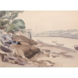 JOHN NORTHCOTE NASH RA (1893-1977); watercolour and pencil, 'The Beach at Galant', signed lower