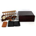A modern 'Supreme' cherry burlwood finish humidor with hygrometer and humidifier, also a small group