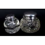 WILLIAM HUTTON & SONS LTD; a Victorian hallmarked silver topped hobnail cut glass inkwell of