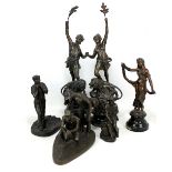A pair of spelter figures 'Le Pouvoir' and 'La Force', each height approx 51cm, a bronzed metal