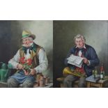 H RICHTER; a pair of oils on canvas, portraits of a gardener and a musician, each signed lower left,