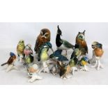 KARL ENS; a collection of German models of birds including two owls, varied condition (seven af).