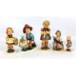 HUMMEL; five figures including 'Friedel', 'Girl With Nosegay' and 'Little Goat Herder' (5).