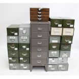 A metal six drawer filing cabinet and a four drawer filing box (2).