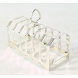 VINER'S LTD; a George VI hallmarked silver six sectioned toast rack with canted ribs and lancet