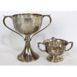 WILLIAM BRUFORD & SON (probably); a George VI hallmarked silver twin handled trophy cup on knopped