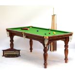 RILEY; a pool table on turned legs, top 193.5 x 102cm, with sets of pool and snooker balls, two
