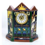 WILEMAN & CO; a Foley 'Intarsio' mantel timepiece with shaped architectural case inscribed 'Carpe