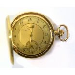 JUNGHANS; an Art Deco-style electroplated full hunter crown wind pocket watch, the circular dial set