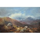 T. R. BRADLEY; oil on canvas, Highland scene with gentleman in traditional dress leading horse to