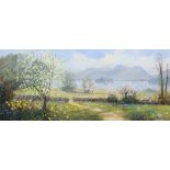 JEFF SUDDERS (born 1944); oil on board, 'Blossom Time By Derwent Water', signed lower right and