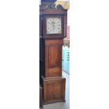 A 19th century oak cased longcase clock with broken swan neck pediment and brass finial above
