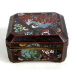 An early 20th century Japanese cloisonné enamel rectangular trinket box with canted corners,