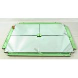 An Art Deco type clear and green glass rectangular mirror, 59 x 79cm.Additional InformationGlass