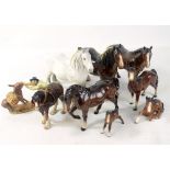 A group predominantly Beswick figures of horses to include a brown gloss glazed 'Quarter Horse',