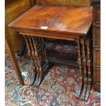 A mahogany nest of three tables, width of largest 50cm.