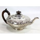 WALTER MORRISSE (probably); a Victorian hallmarked silver teapot of squat circular form with