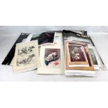 A quantity of unframed ephemera relating to dogs including humorous subjects, birds, butterflies,