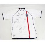 ENGLAND; a multi-signed replica 2001 shirt including Gareth Southgate, Michael Owen, Frank Lampard