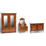 An Edwardian mahogany, satinwood crossbanded and inlaid three piece bedroom suite comprising