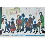 LAURENCE STEPHEN LOWRY RBA RA (1887-1976); limited edition signed print, 'People Standing About',