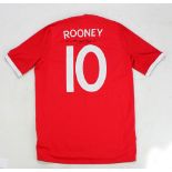 WAYNE ROONEY; a signed replica England away shirt.