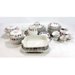 ADAMS; an 'Old Colonial' pattern decorated dinner and tea ware including two lidded tureens, cups