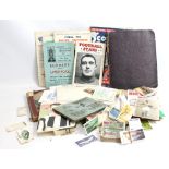 A collection of sporting ephemera including FA Cup final tickets for 1953 and 1958, England vs