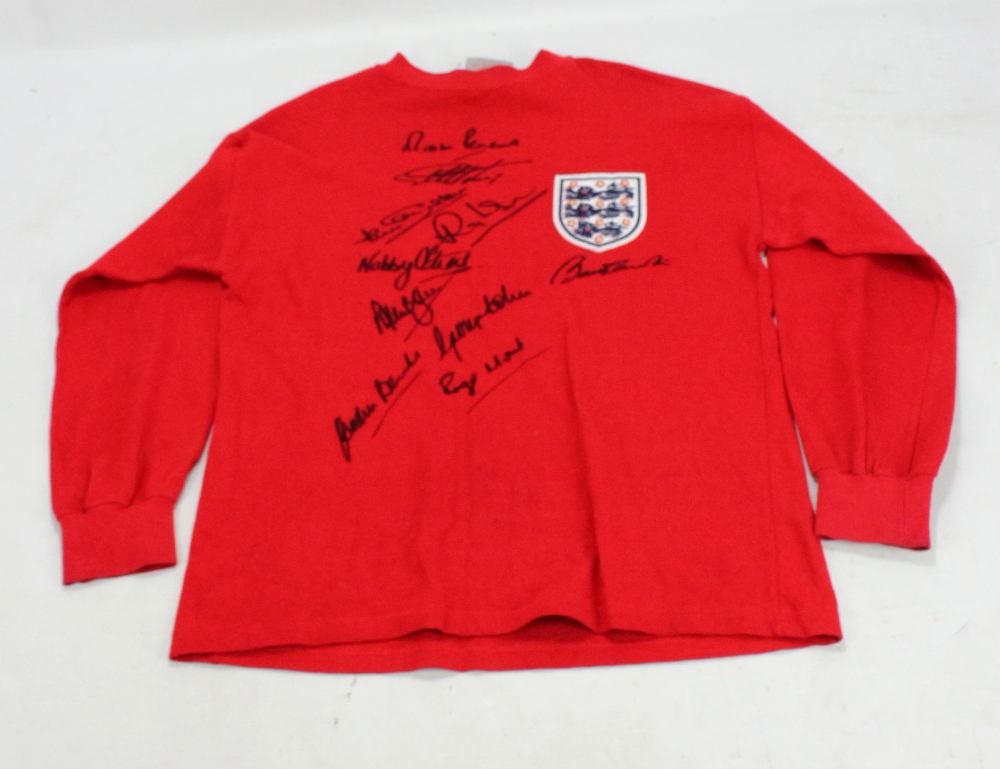 ENGLAND 1966 WORLD CUP WINNERS; a multi-signed shirt with Hurst, Peters, Hunt, Wilson, Cohen,