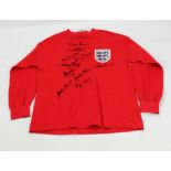 ENGLAND 1966 WORLD CUP WINNERS; a multi-signed shirt with Hurst, Peters, Hunt, Wilson, Cohen,