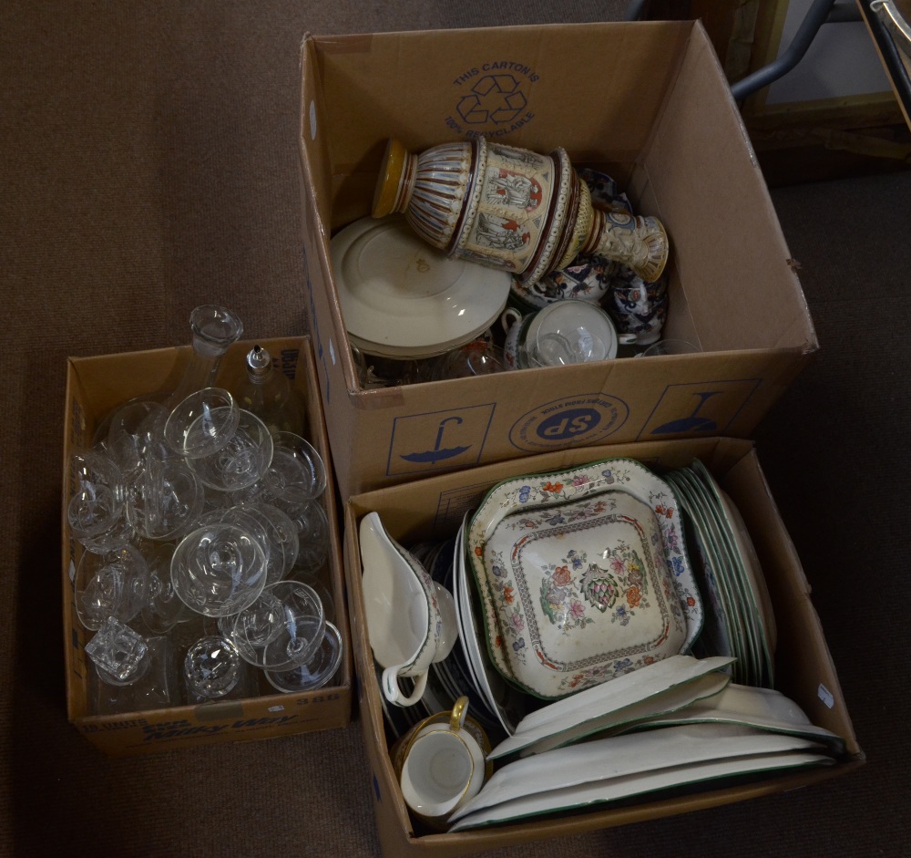 A quantity of ceramics including Copeland Spode 'Chinese Rose' pattern part tea set, a Coalport part