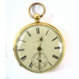 SHEPHERD & REED OF LONDON; an early 20th century 18ct gold open faced key wind pocket watch, the