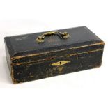 A 19th century leather clad lidded box inscribed 'Lord Privy Seal', with large brass carrying handle