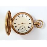 WALTHAM; an early 20th century gold plated full hunter crown wind 'Traveler' pocket watch, the