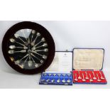 A cased set of six limited edition 'The Royal Spoons', London 1972, a cased set of eight