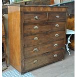 A large 19th century mahogany chest of two short and four long drawers, width 131cm.