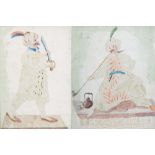 A pair of unusual 19th century Ottoman watercolours, each picked out with pierced paper