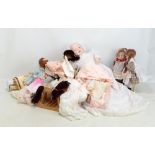 A collection of modern porcelain dolls including Ashton-Drake Galleries examples, all in various