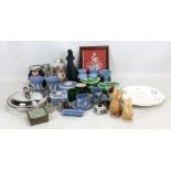 A small quantity of Wedgwood jasperware, a Royal Doulton Images 'Thankful' figure, a copper lustre