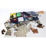 A large quantity of coins including commemorative silver coins, commemorative crowns, £2 coins, £1